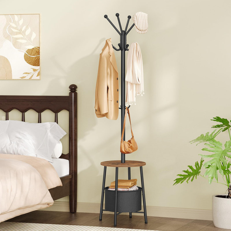 Steel Freestanding 12 - Hook Coat Rack, Rustic Brown