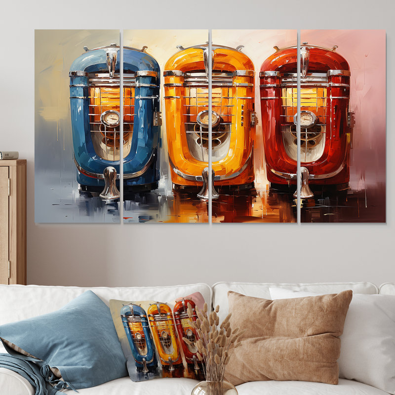 4 pièces de décoration murale Coloful Modern Jukebox Jams I - Jukeboxes, H 28 po x l 48 po