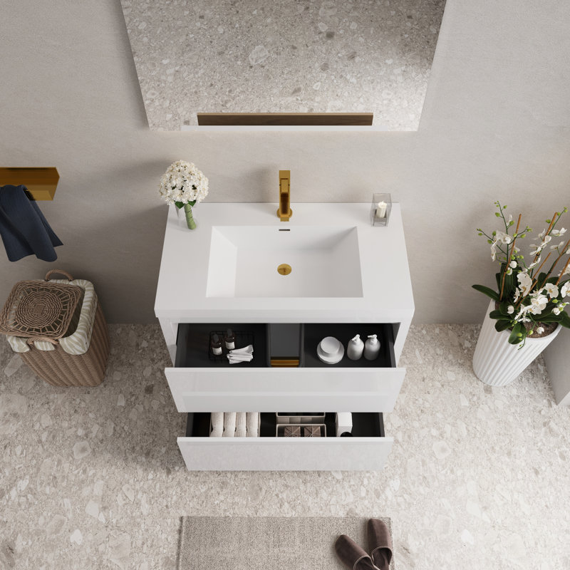 Meuble-lavabo sur pied de qualité supérieure avec rangement spacieux et comptoir élégant pour une fonctionnalité optimale