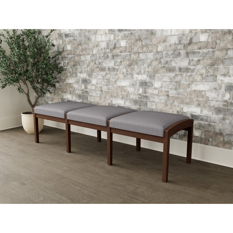 Banc en bois 3 places Lenox, Noyer Riftwood, Acier Plot Line
