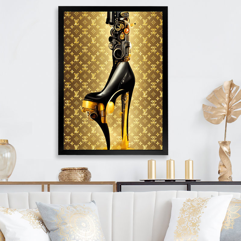 Luxury Brand Bionic Heel III - Art mural sur toile tendance, L 12 po x H 20 po, Cadre photo noir
