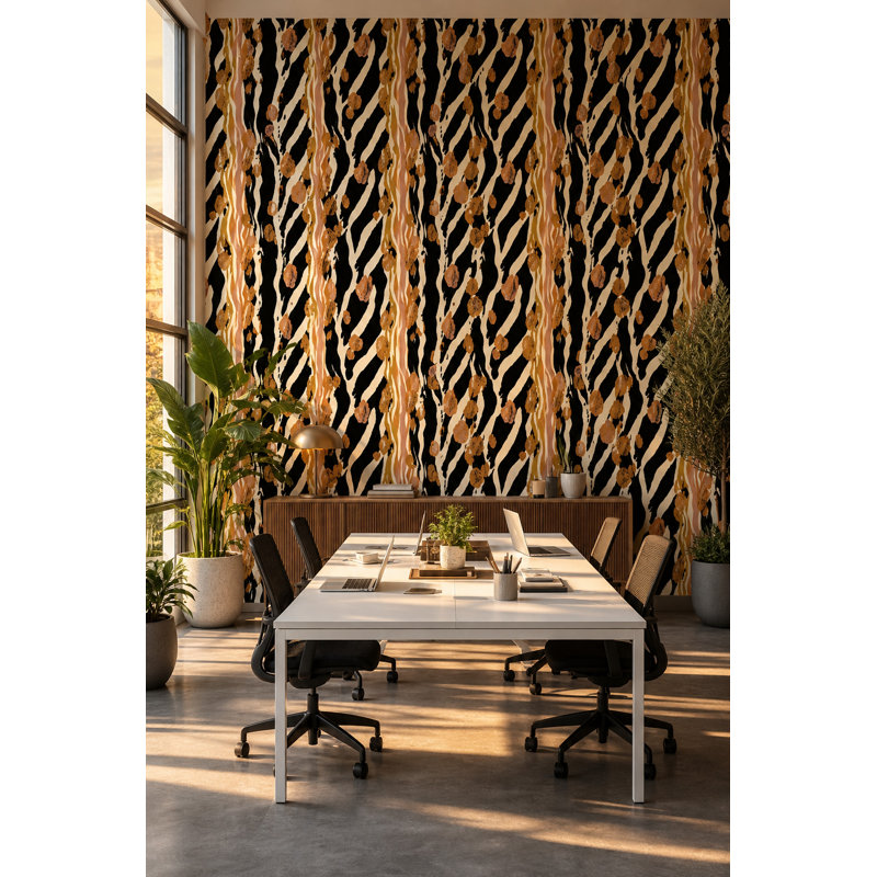 Papier peint à motif animalier zébré à rayures, Non tissé, non collé