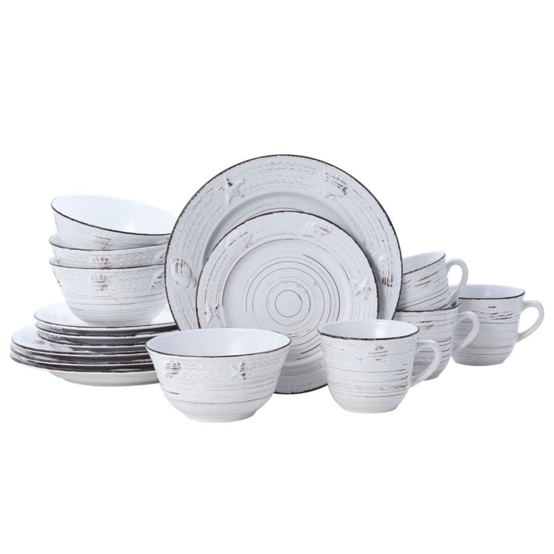 Pfaltzgraff Trellis Coastal 16-Piece Dinnerware Set, Service For 4, White