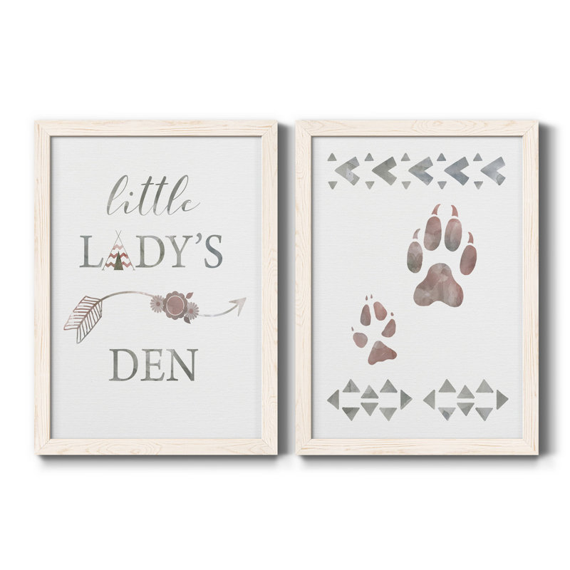 Little Lady Den Arrow - 2 pièces, H 37,5 po x l 55 po x P 1,5 po, Toile blanche encadrée, Pas de tapis