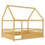 Lit de plancher de maison pleine grandeur de couleur naturelle, cadre de lit en bois de pin, haute clôture pour un sommeil sûr, taille d'assemblage facile du pin, intimité de conception, construction-1536946229