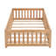 Lit simple au sol avec porte, cadre de lit plateforme en bois massif avec clôture, adapté aux enfants, bois massif, naturel-1166602807-1166602801