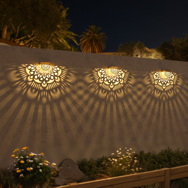 Mandala Solar Fence Lights Outdoor Solar Step Wall Lights Garden Decor(pack of 6), Bronze