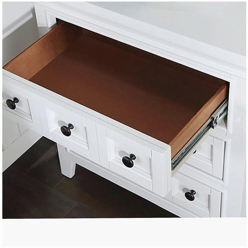 Table de chevet 3 boutons, Blanc