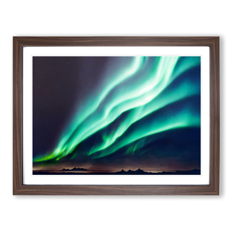 Stupendous Northern Lights - Single Picture Frame Print, 34cm H x 46cm W x 2cm D, Walnut