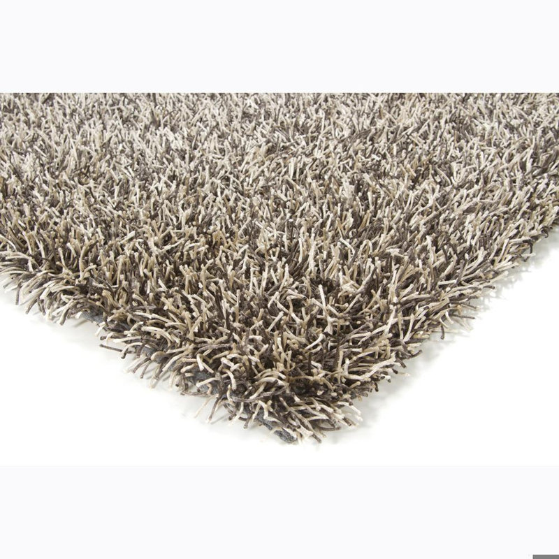 Heston Authentic Hand Woven Handmade Triple-Mixed White, Silver & Gray Modern Abstract Polyester Shag Area Rug