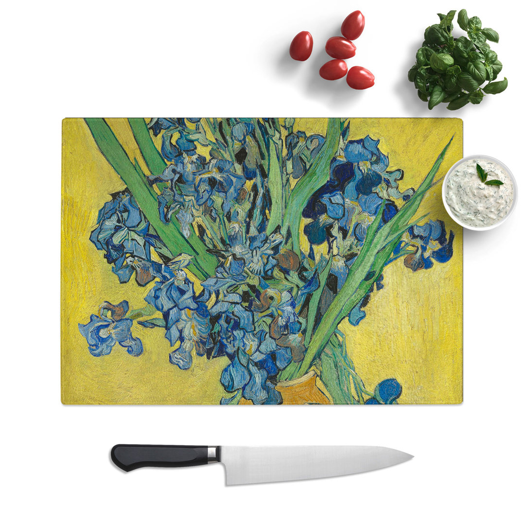 Iris Flowers in a Vase by Vincent Van Gogh Chopping Board