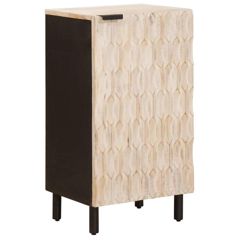 Solid Wood Rectangle Accent Cabinet, Black/White Wash 
