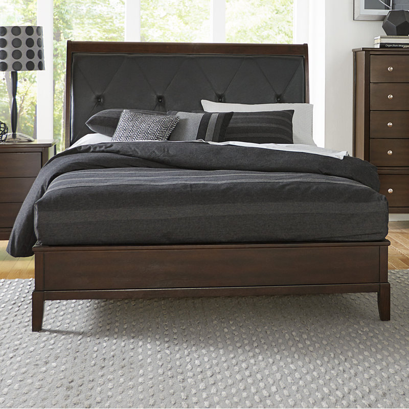 Ping Upholstered Bed, Cherry, California King