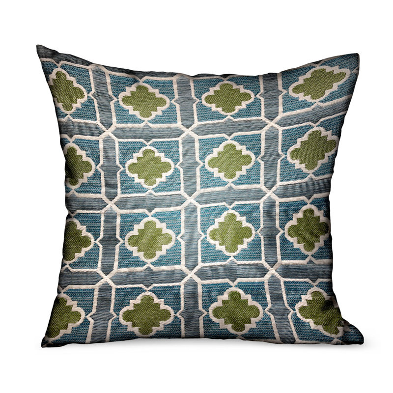 Coussin décoratif d’extérieur de luxe bleu ciel Plutus, 18 po x 18 po