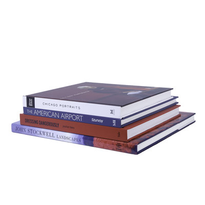 Decorative Books - Americana Coffee Table Stack - 4 Red and Blue Books