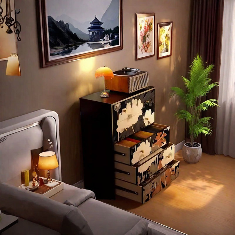 Armoire de rangement avec poignées en métal rétro