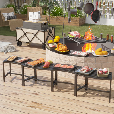 Khisha Metal Outdoor Bench(Set of 4) by Red Barrel Studio