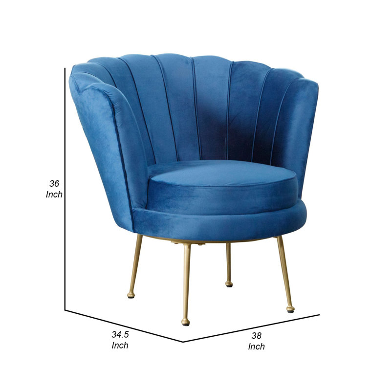 Fauteuil demi-tonneau en velours de 38 po de largeur