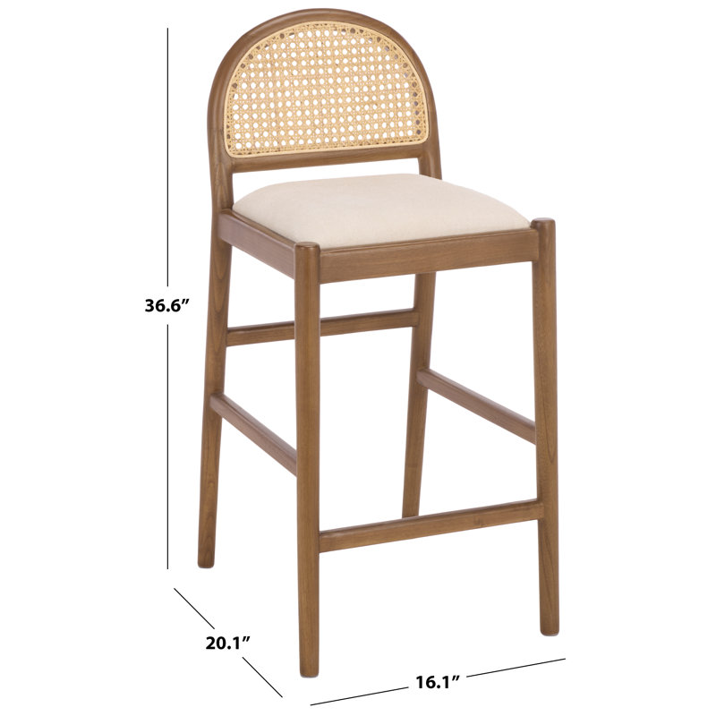 Laylie Rattan And Leather Counter Stool, Medium Oak/Boucle