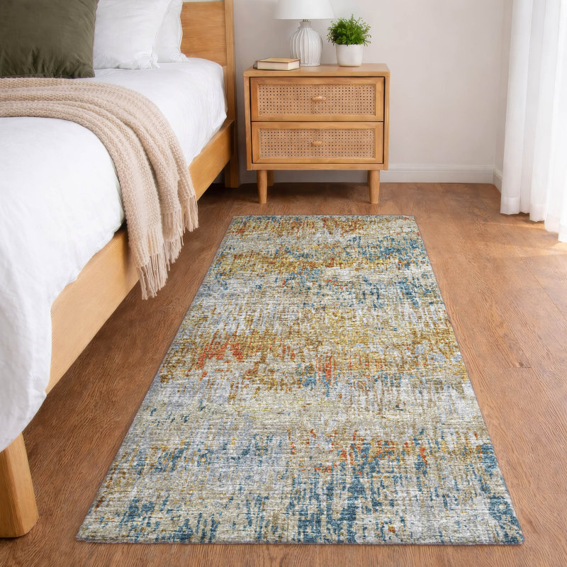 Tapis à poil long de qualité supérieure lavable à la machine ADS66, Doré, Tapis de couloir 2 pi 3 po x 7 pi 6 po
