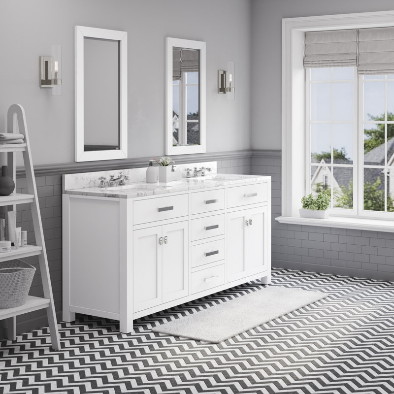Ensemble de meuble-lavabo double 72 po Minnetrista, Blanc, Chrome