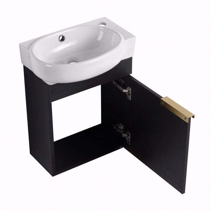 Meuble-lavabo à fermeture en douceur avec lavabo, Noir