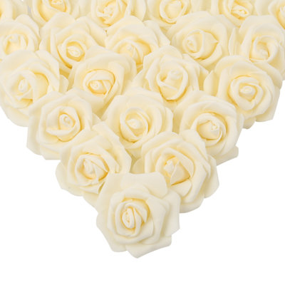 100 têtes de fleurs artificielles roses, 3en vraies roses en mousse d'aspect pour le mariage de bricolage centres de douche de bébé arrangements tables de fête décorations pour la maison décorations de la Saint-Valentin