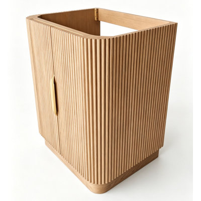Base de meuble-lavabo moderne en bois massif 28 po à double porte cannelée, assemblage requis