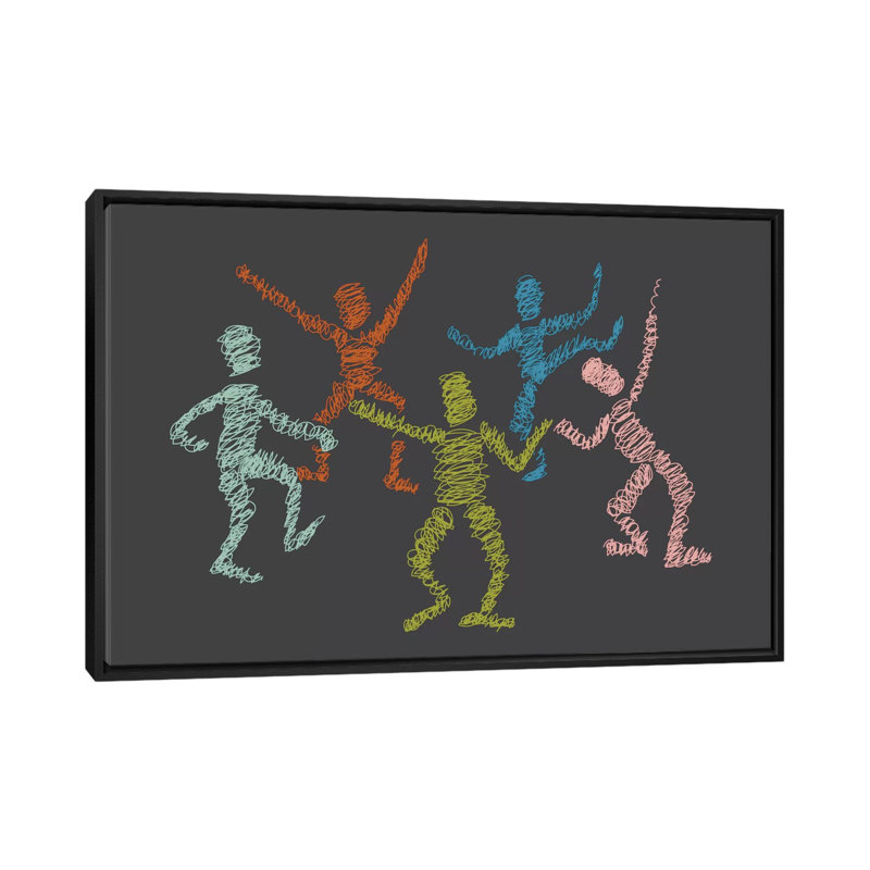 « danse fièvre », impression sur toile tendue, H 40 po x l 60 po x P 1,5 po, Toile avec cadre noir, Pas de tapis
