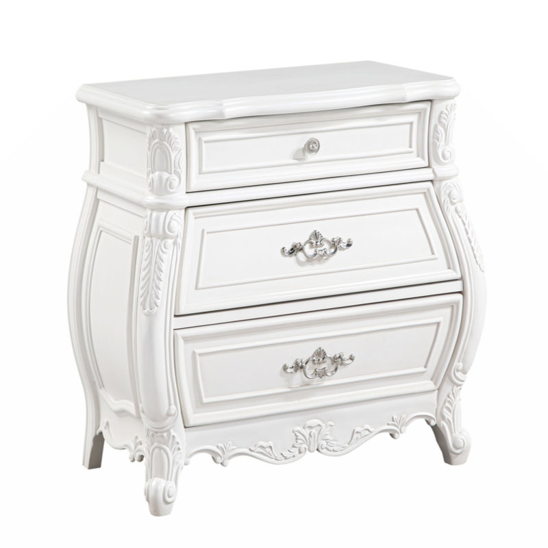Lasiya 3 Drawer Nightstand White