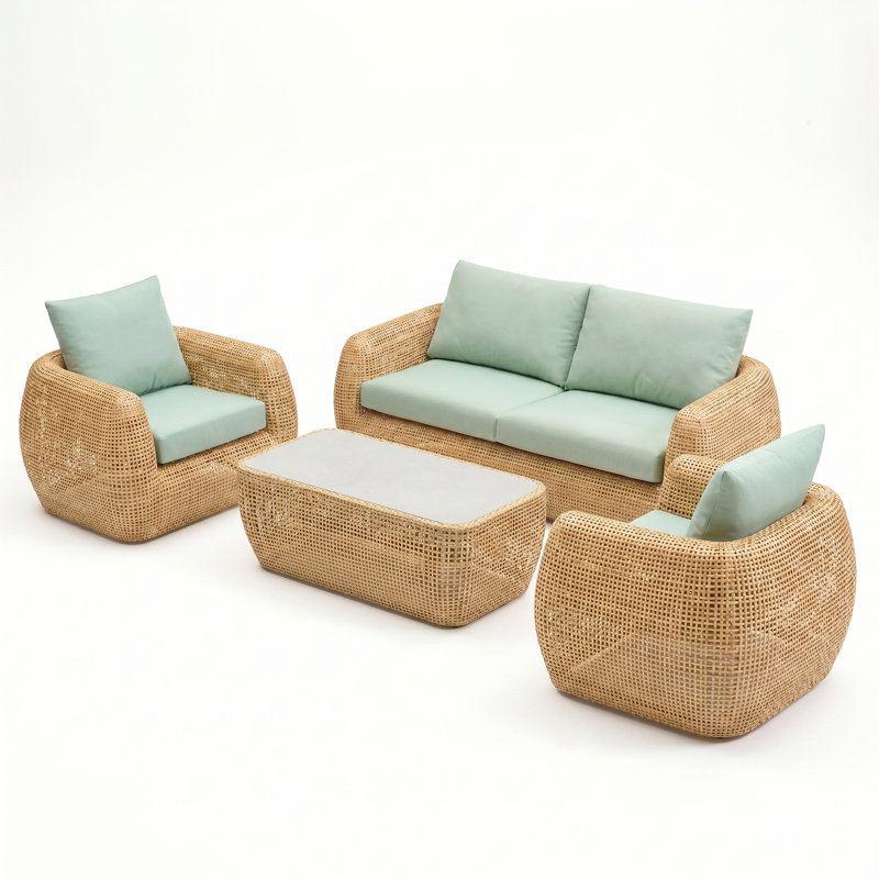 Sydney 4-Piece Sunbrella® Outdoor Patio Seating Set - Canvas Spa, Canvas Spa