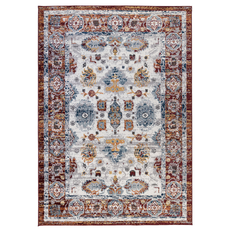 Tapis traditionnel rouge / jaune Traditional, Tapis de couloir 2 pi 6 po x 10 pi 3 po
