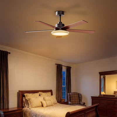 Ventilateur de plafond intelligent 52 po Lumary avec télécommande RVBI Lumary, ventilateur de profil bas Bluetooth WiFi avec Alexa / Google / App, à intensité variable et à réglage de couleur, support de tige verticale de 5 po / 10 po (noir)