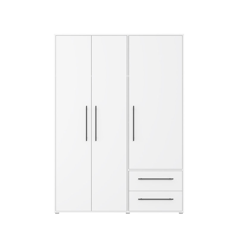 Mijah 3 Door Manufactured Wood Wardrobe, White