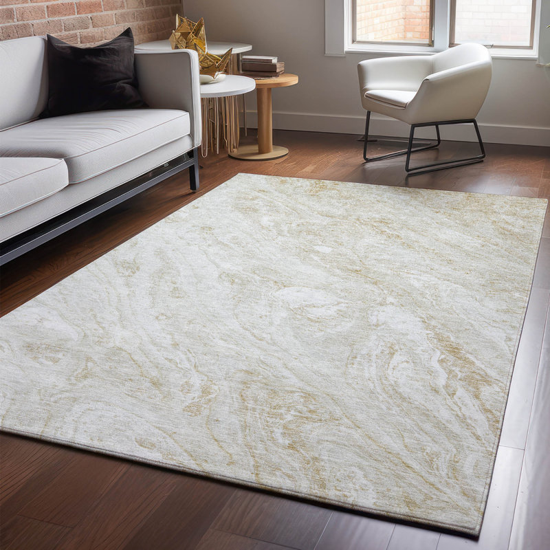 Tapis ivoire Cerrito lavable à la machine de qualité supérieure, Rectangle 2 pi 6 po x 3 pi 10 po