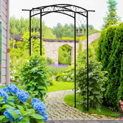 Tonnelle de jardin d'extérieur 7 pi, arche de mariage pour la cérémonie, treillis avec motif à volutes