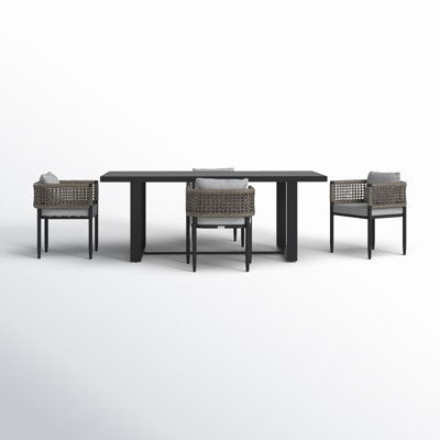 Scotia 7 Piece Outdoor Dining Table Set in Aluminum with Grey Rope and Cushions