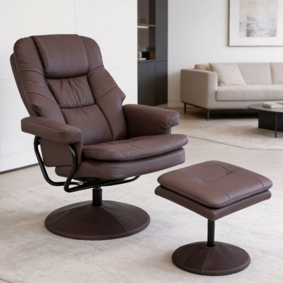Fauteuil inclinable contemporain de 30 po en similicuir avec repose-pieds pivotant en métal