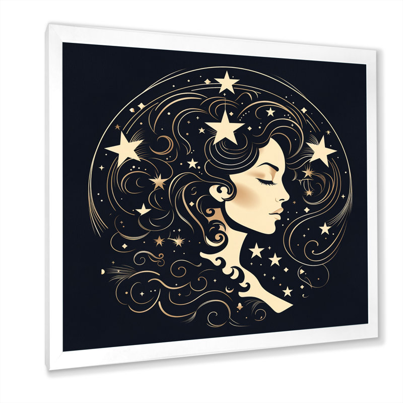 Astrologique Stargazer V, H 16 po x l 16 po x P 1 po, Cadre simple blanc