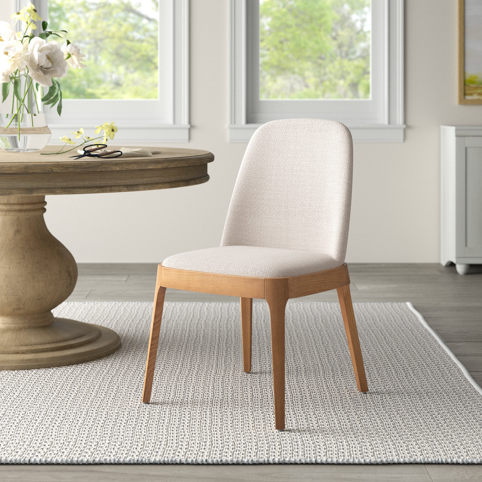 Verdi Dining Chair, White, Brown