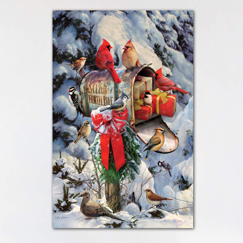 Christmas Birds At Mailbox by Greg & Company - Wrapped Canvas Print, 101.6 cm H x 66.04 cm W x 3.175 cm D