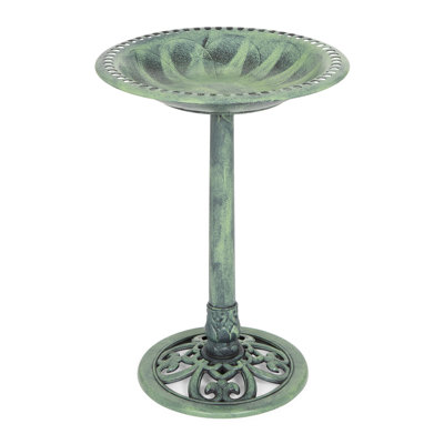  Outdoor Garden Bird Bath - Mint Green - Weather Resistant Polyresin - 27 Inch