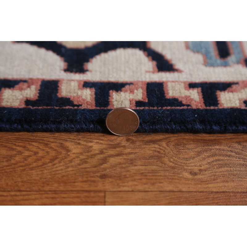 One-of-a-Kind 7'10" x 9'9" Rectangle Wool Area Rug in Blue and Navy