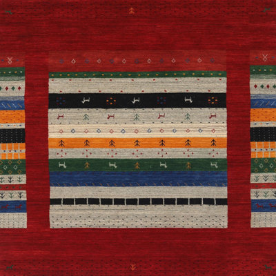 Tapis de zone rouge/orange/vert contemporaine
