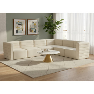 Enso Velvet L-Shaped Sectional Reversible