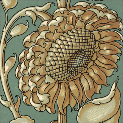 Sunflower Woodblock II - Wrapped Canvas Painting