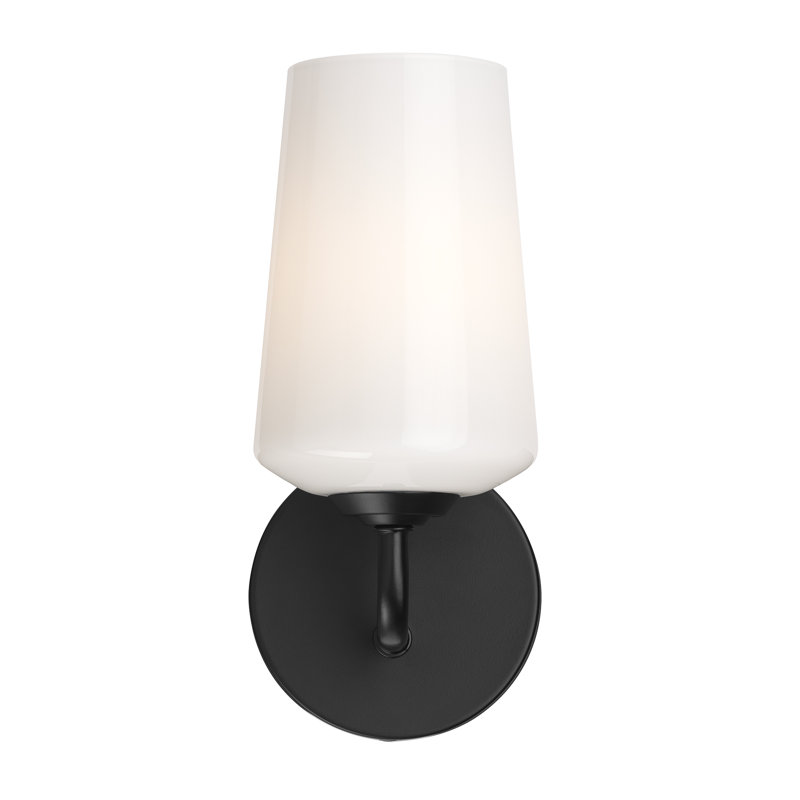  Celino One-Light Wall Sconce with Glass, Clear, Satin Black