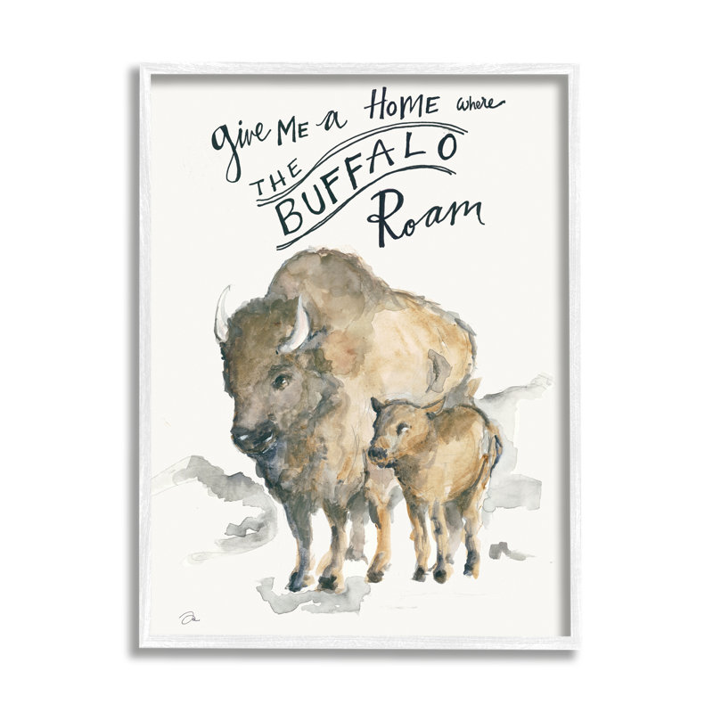 Offrez-moi une phrase à la maison Buffalo - Peinture encadrée sur panneau de fibres à densité moyenne, H 24 po x l 30 po