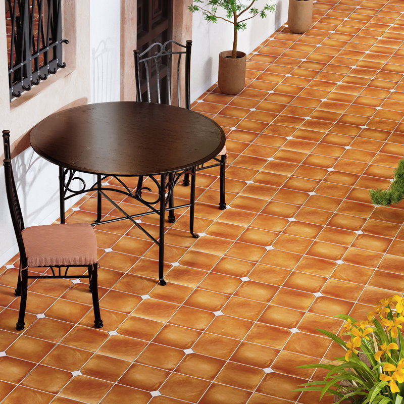 Sentier 7.88" x 7.88" Porcelain Spanish Wall & Floor Tile, Brown/Blue