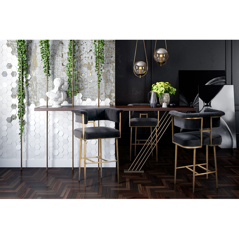 Beyan Upholstered Counter Stool with Metal Frame, 102.9cm H x 66.8cm W x 55.1cm D